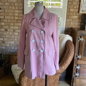 J. CREW PEACOAT IN HEAVY COTTON LIGHT PINK DOUBLE BREASTED 12 NEW G2009